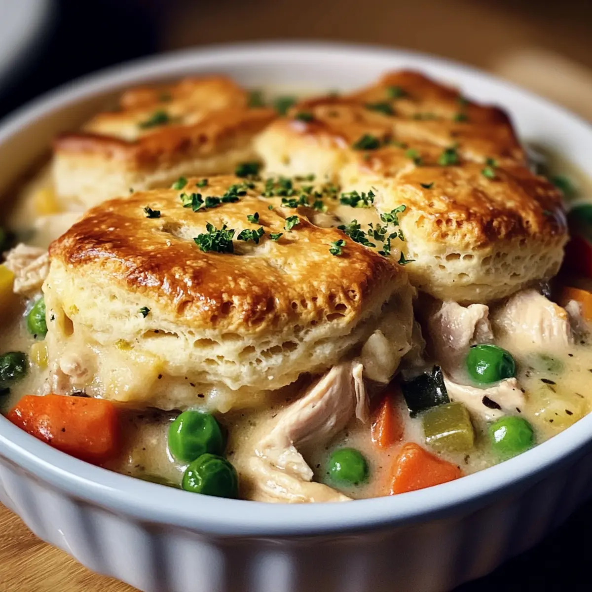 Keks Hähnchen Topf-Pie für gemütliche Abende