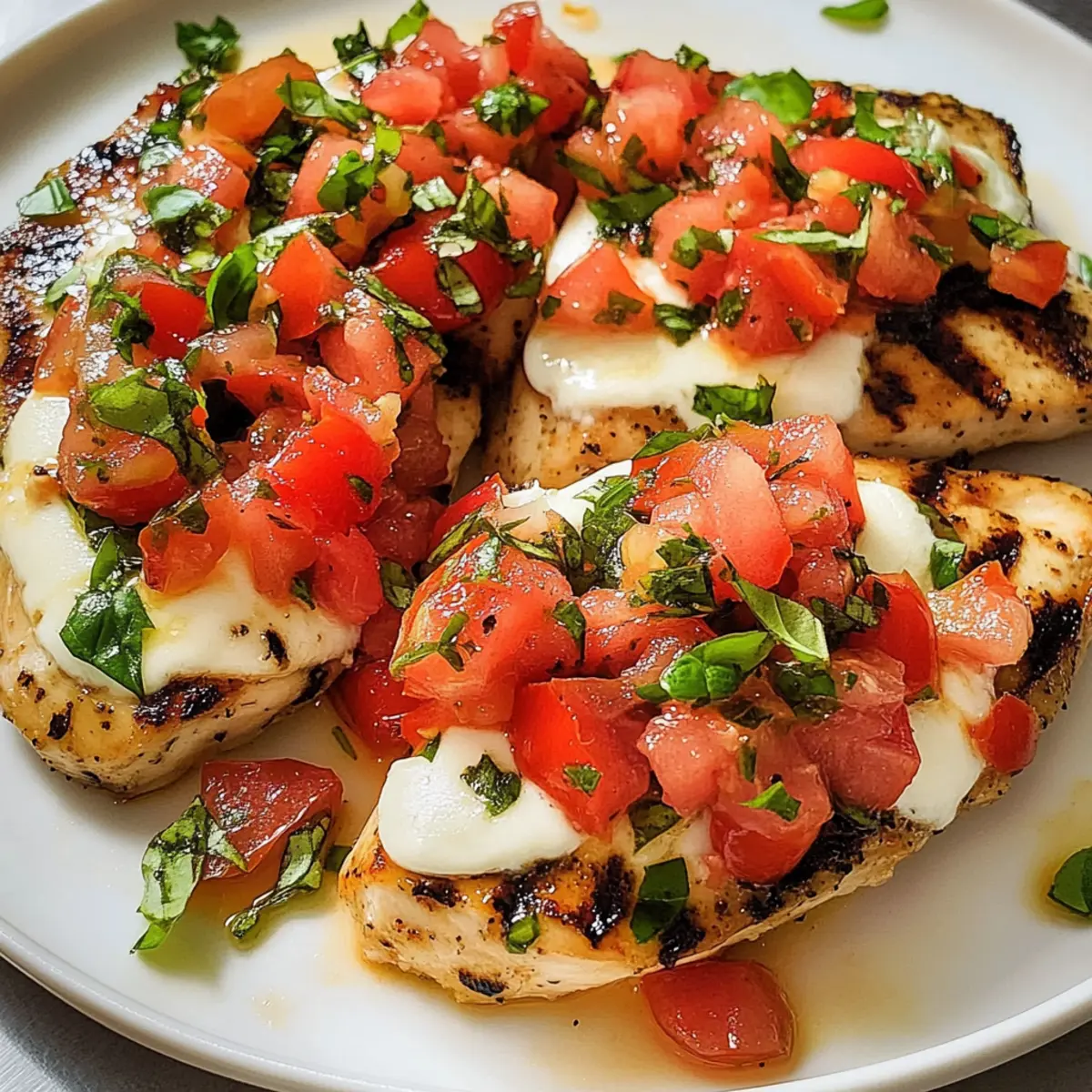 Bruschetta-Hühnchen mit frischen Tomaten genießen