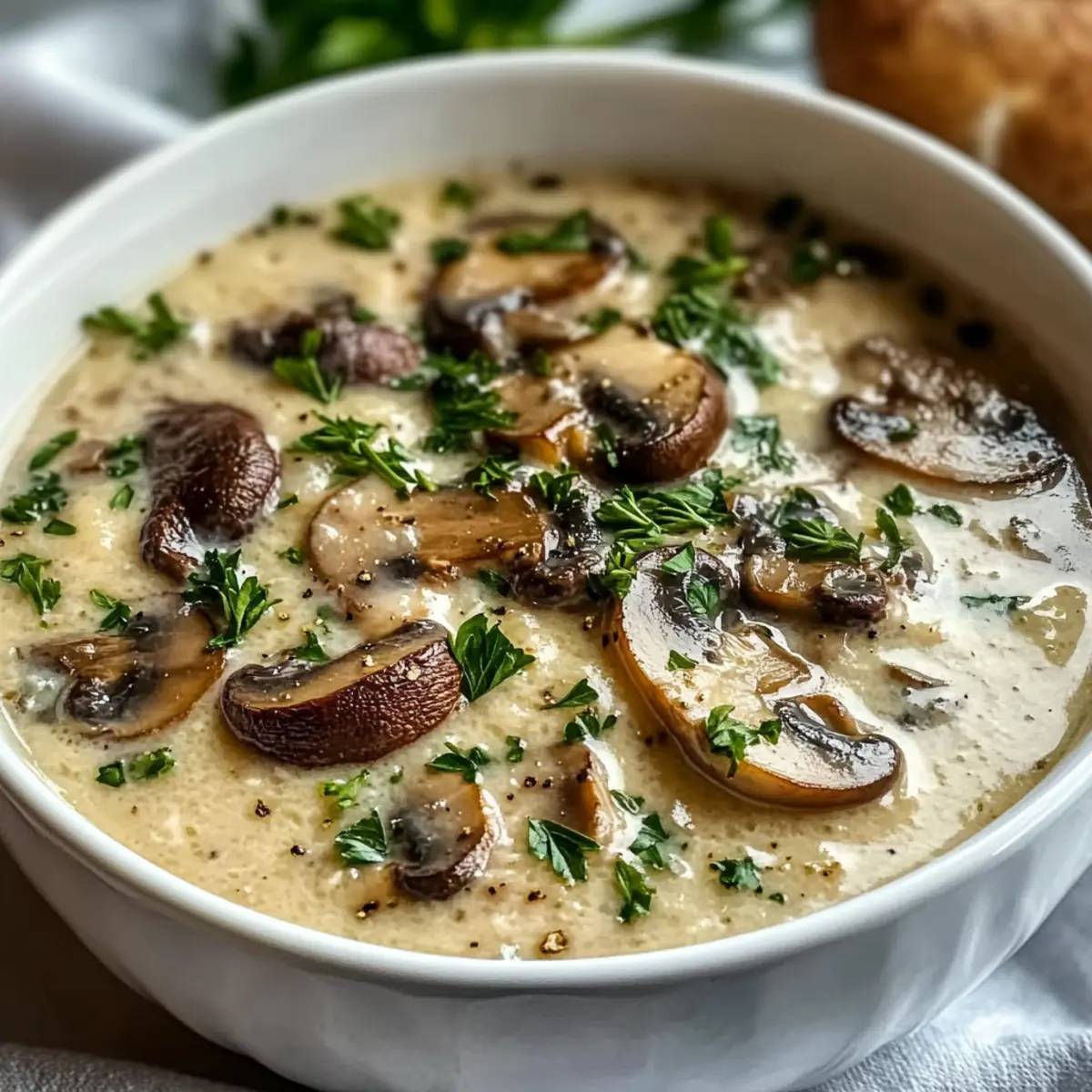 Hüttenkäse-Pilzsuppe für schnelles Wohlfühlen