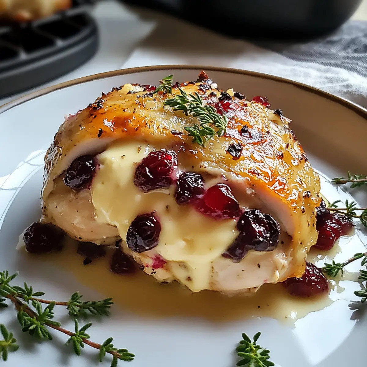 Köstliches Preiselbeer Brie gefülltes Hähnchen