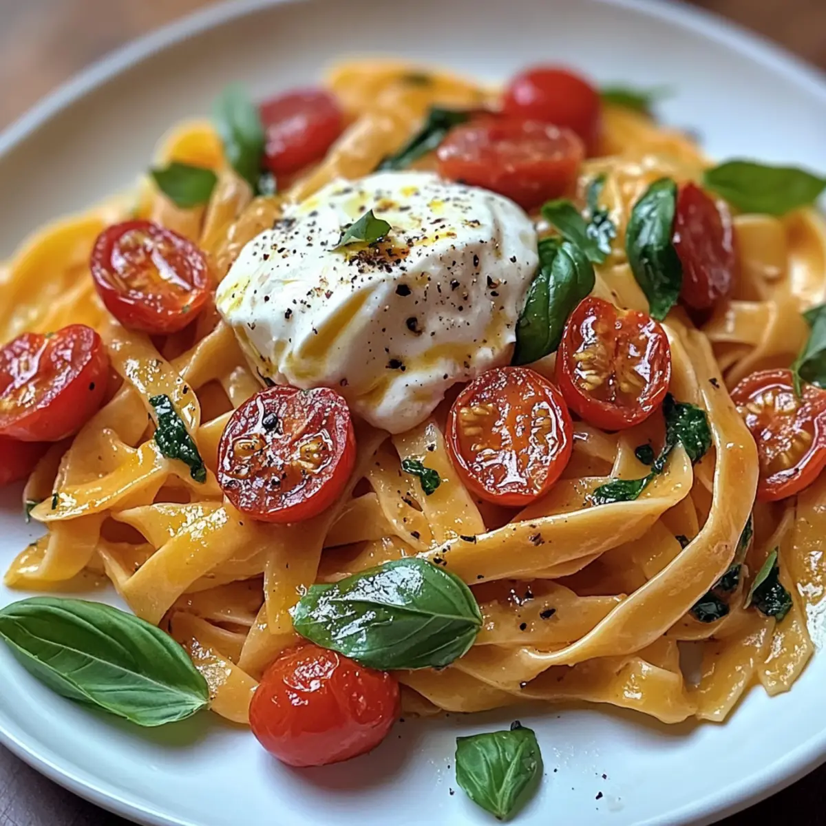 Cremige Tomaten-Burrata-Pasta in 30 Minuten