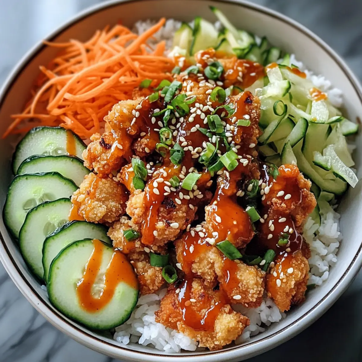 Crispy Bang Bang Hähnchen Schüssel für jeden Abend