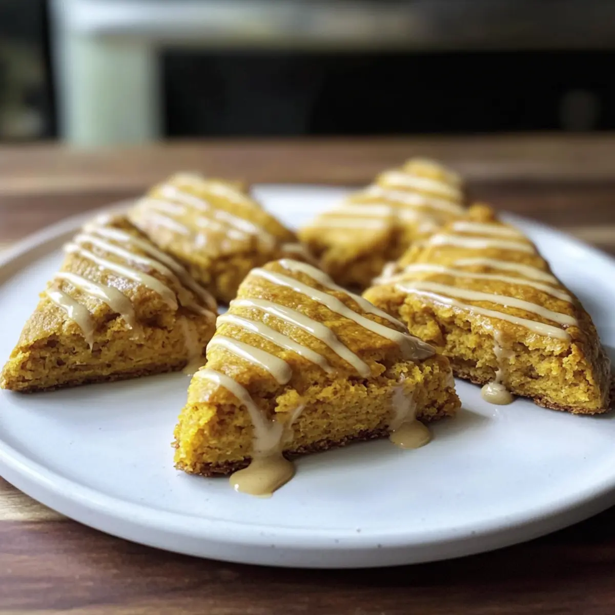 Frisch gemahlene Kürbisscones mit Kürbiströpfchen
