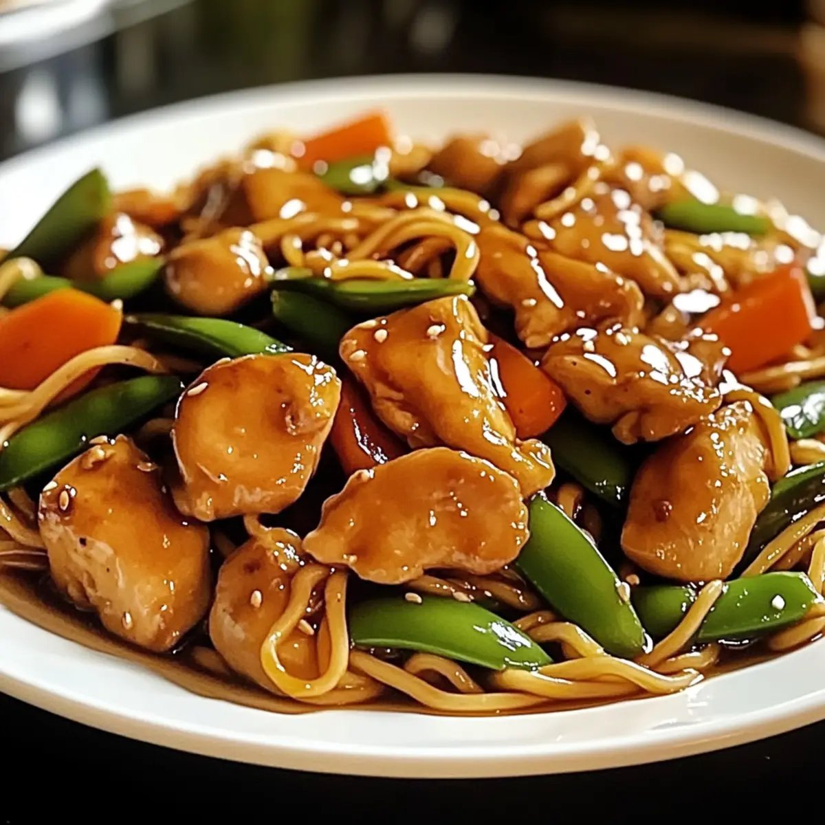 Knoblauch-Hühnchen Lo Mein in 30 Minuten