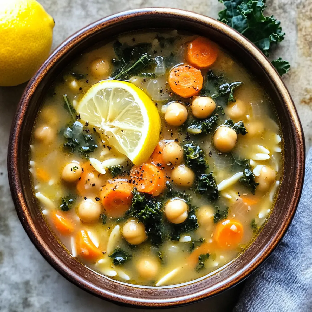 Zitronige griechische Kichererbsensuppe genießen