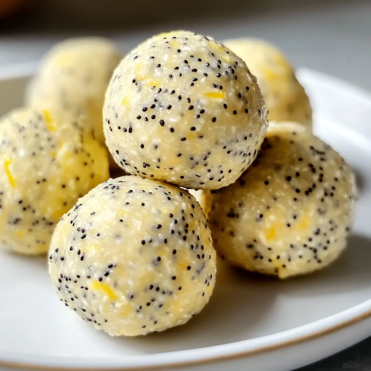 Keine-Bake Zitronen-Mohn-Protein-Bälle für Snacks