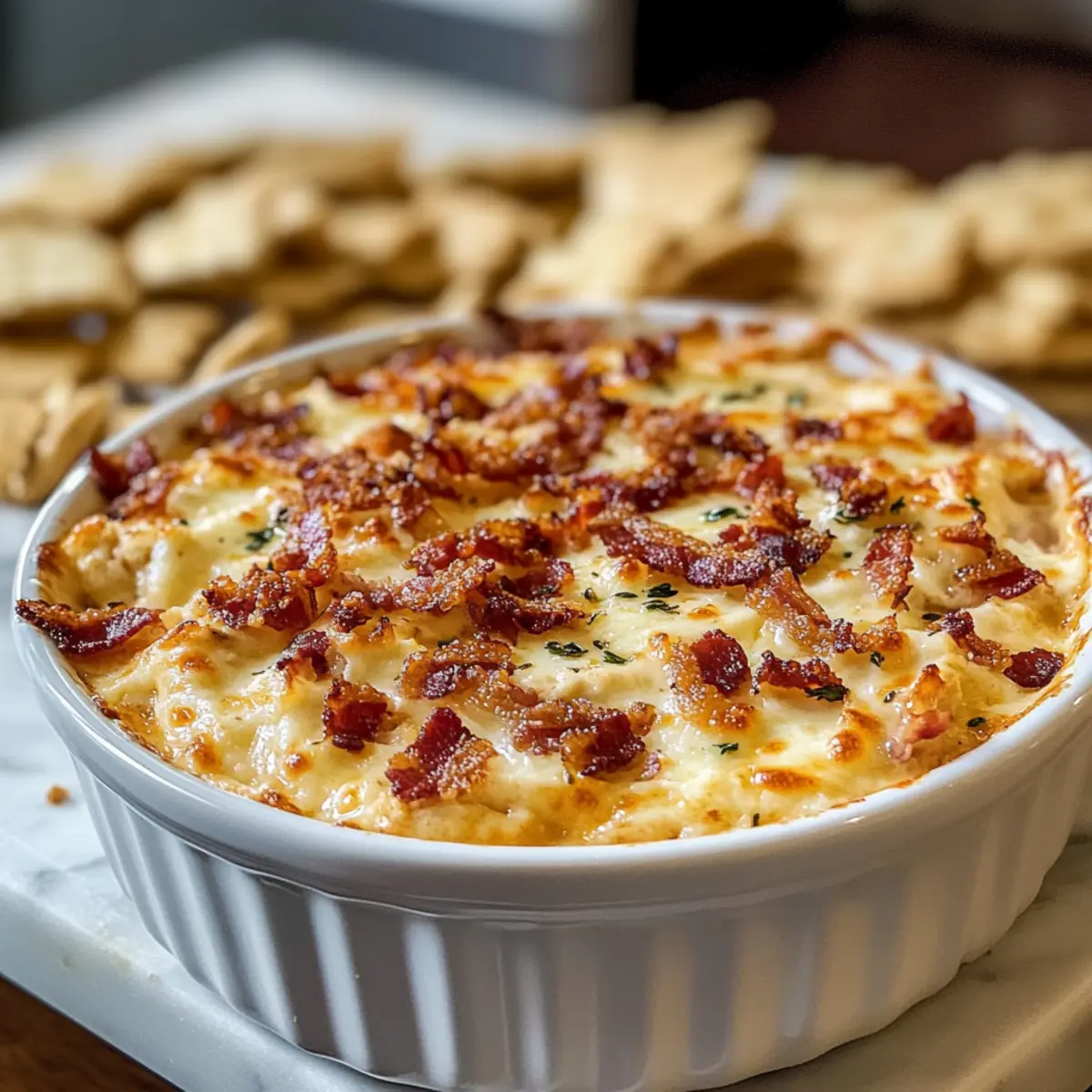 Überbackener Hot Smoked Gouda Rindfleisch Speck Dip