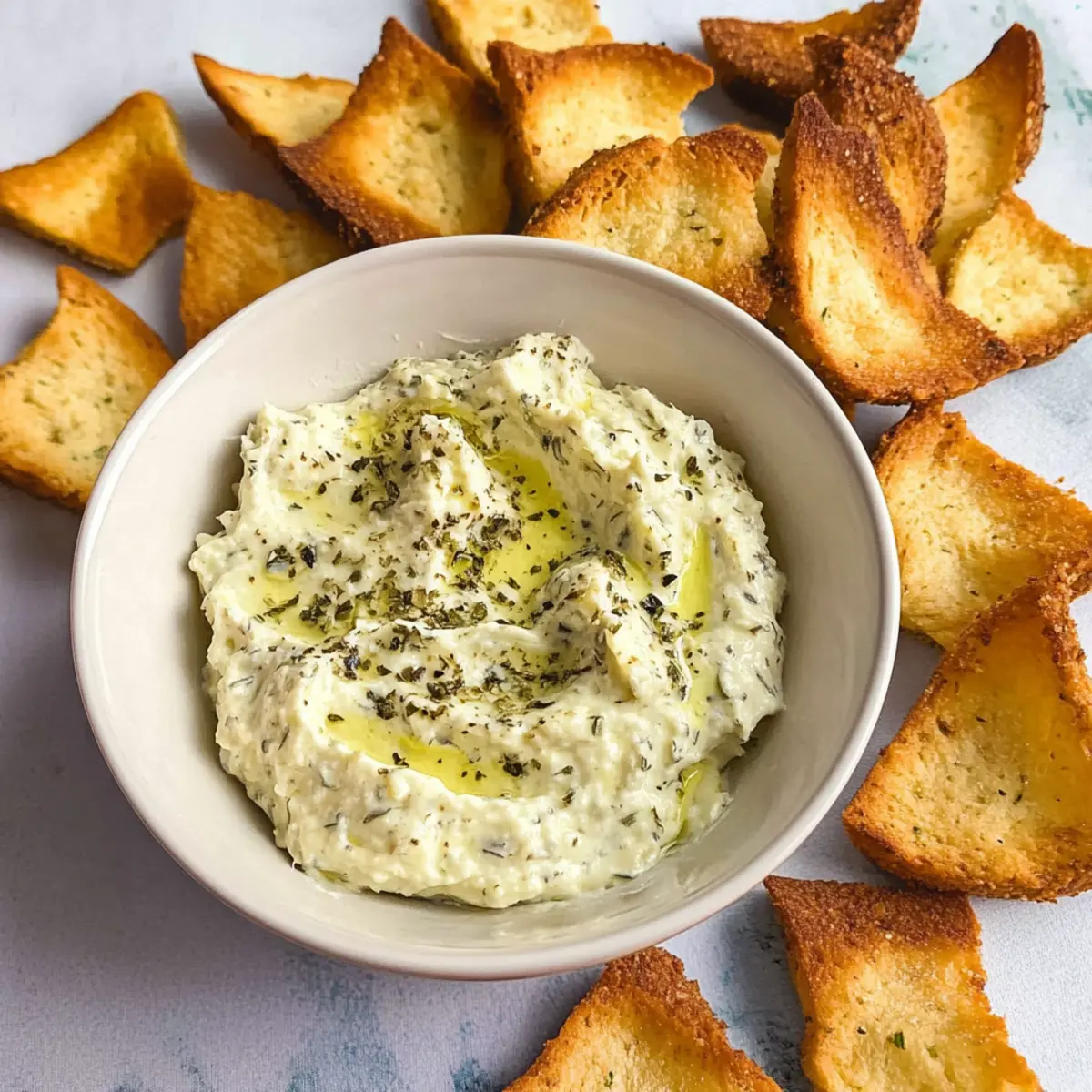 Köstlicher Pepperoncini Dip mit knusprigen Bagel-Chips