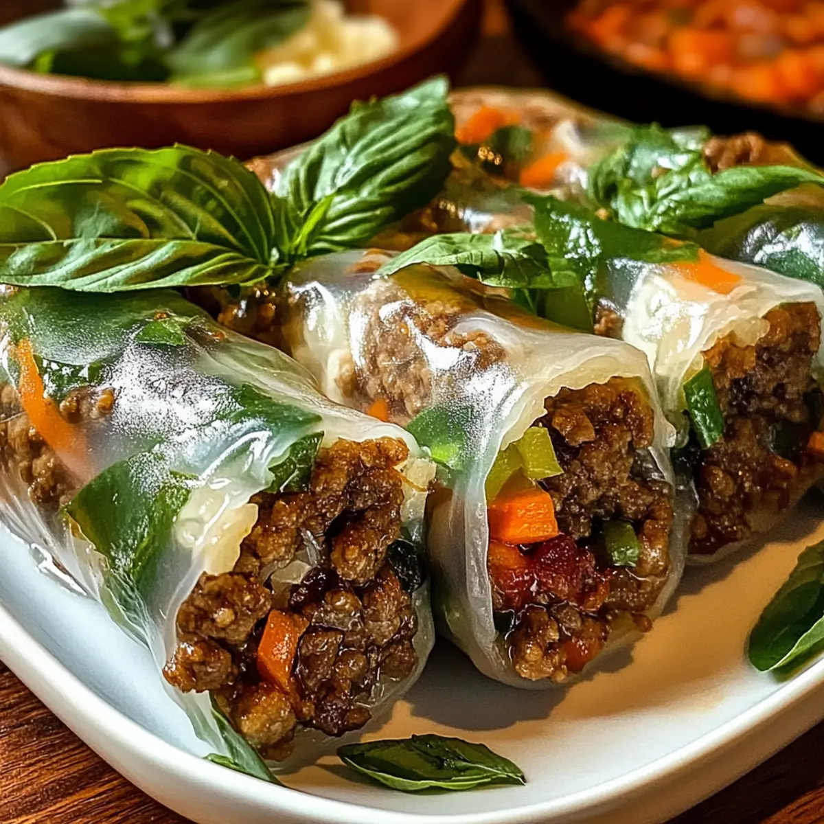 Thai-Basilikum-Rindfleisch-Röllchen schnell und lecker