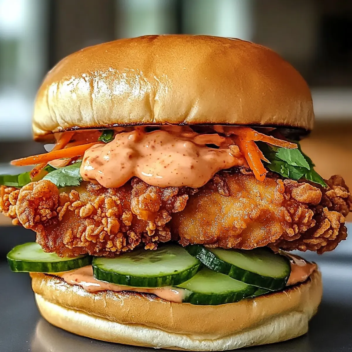 Thai frittierte Hähnchen-Sandwich mit Chili-Mayo