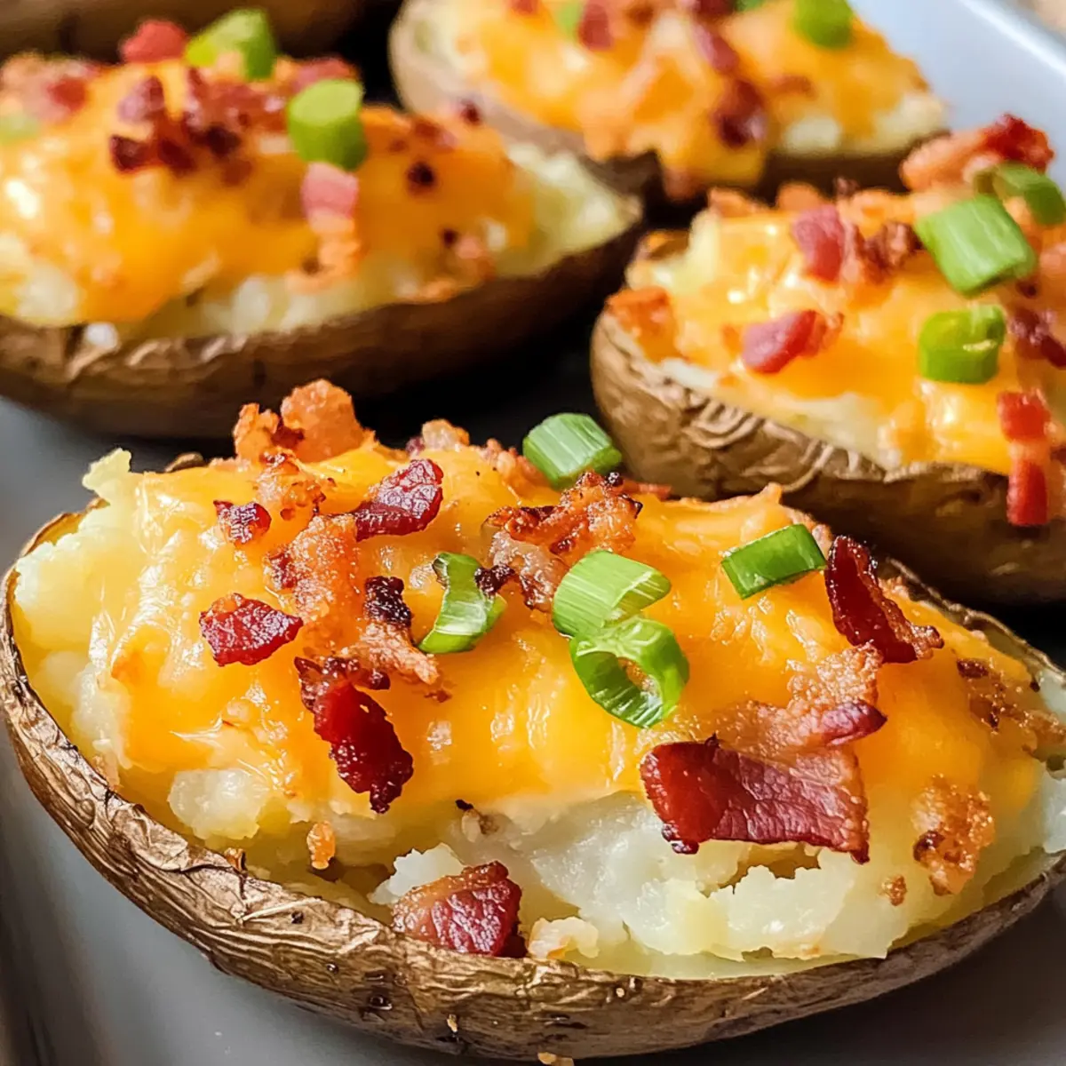 Zweimal gebackene Kartoffeln mit Käse und Speck