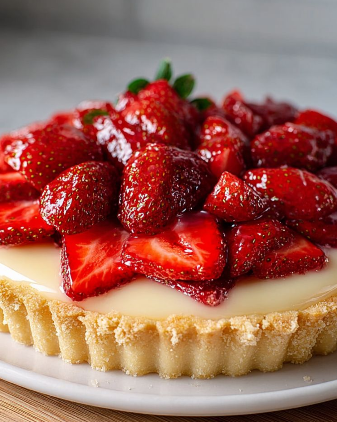 Erdbeer-Custard-Tarte mit Mürbeteigboden: Himmlisch lecker!