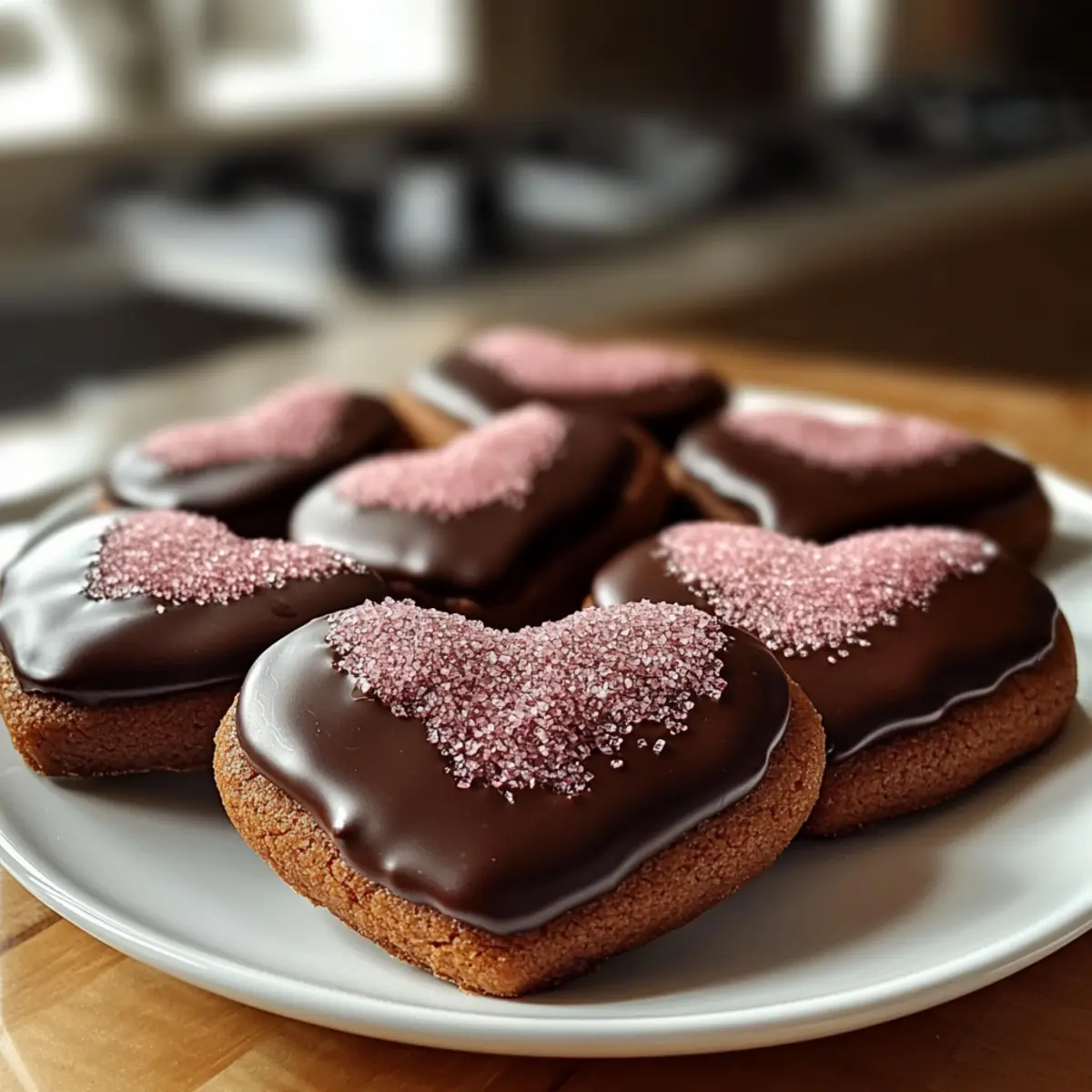 Schokoladenüberzogene Herzplätzchen für jeden Anlass
