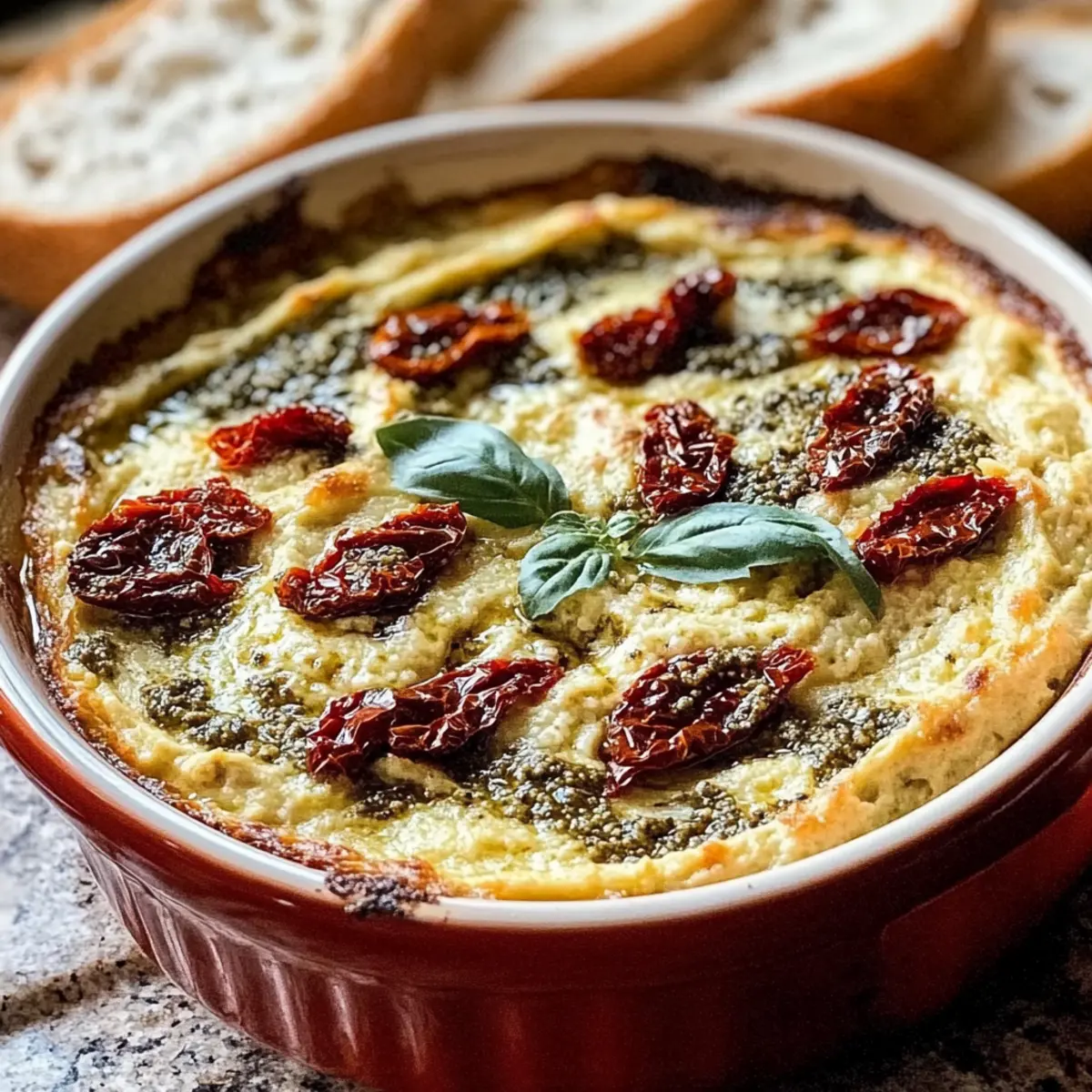Cremiger Dip mit getrockneten Tomaten und Pesto