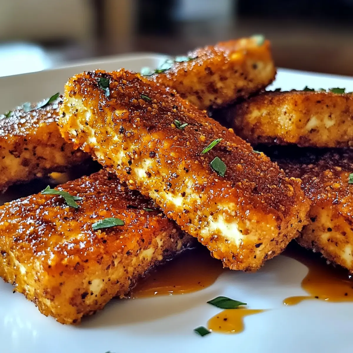 Knusprige Gebackene Honig-Senf-Tofu-Streifen gesund genießen