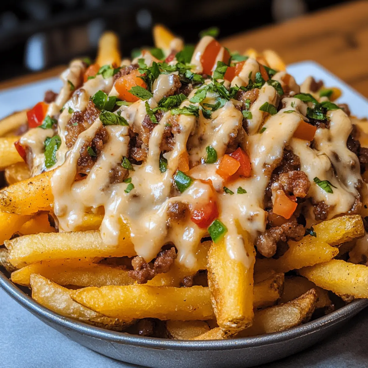 Dreckige Pommes mit individuellem Toppingzauber