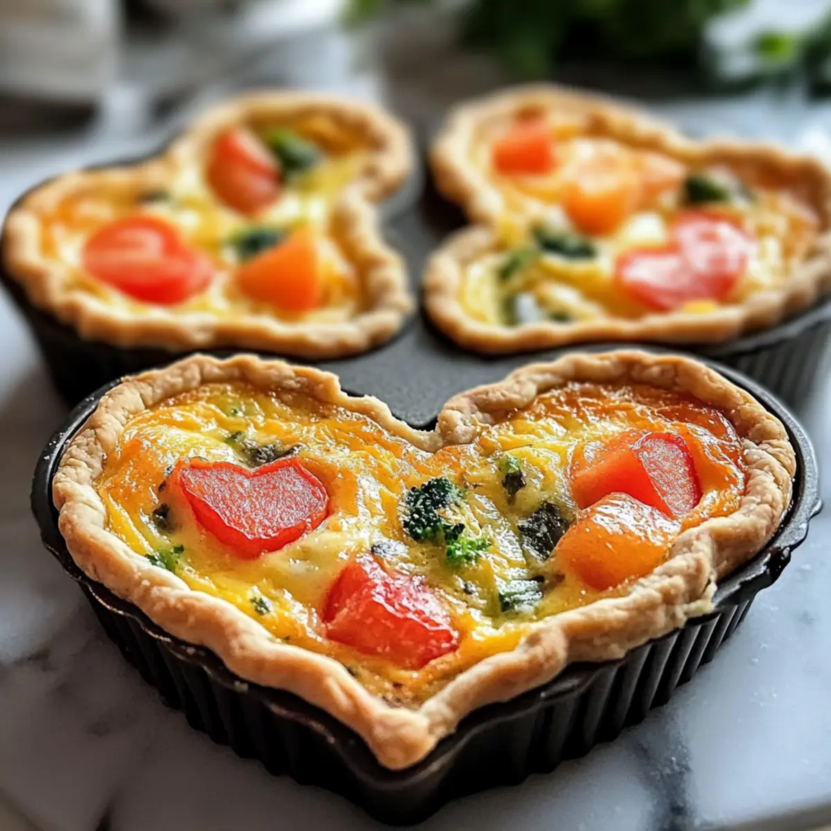 Einfache herzförmige Quiche für romantische Anlässe