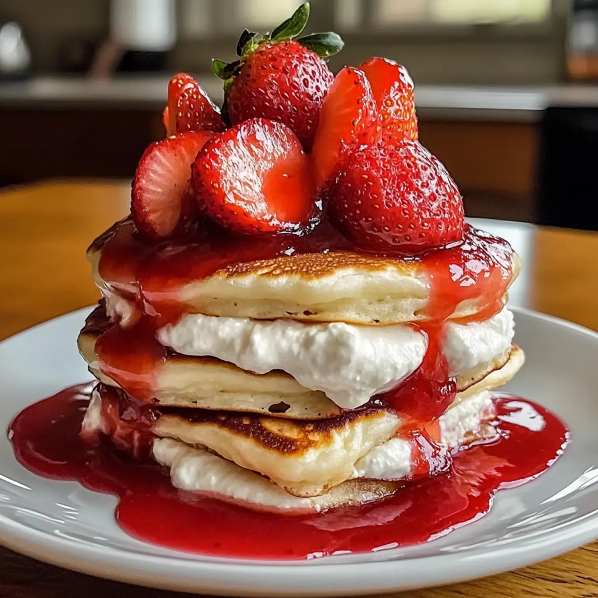 Flauschige Erdbeer-Käsekuchen-Pfannkuchen für Genießer