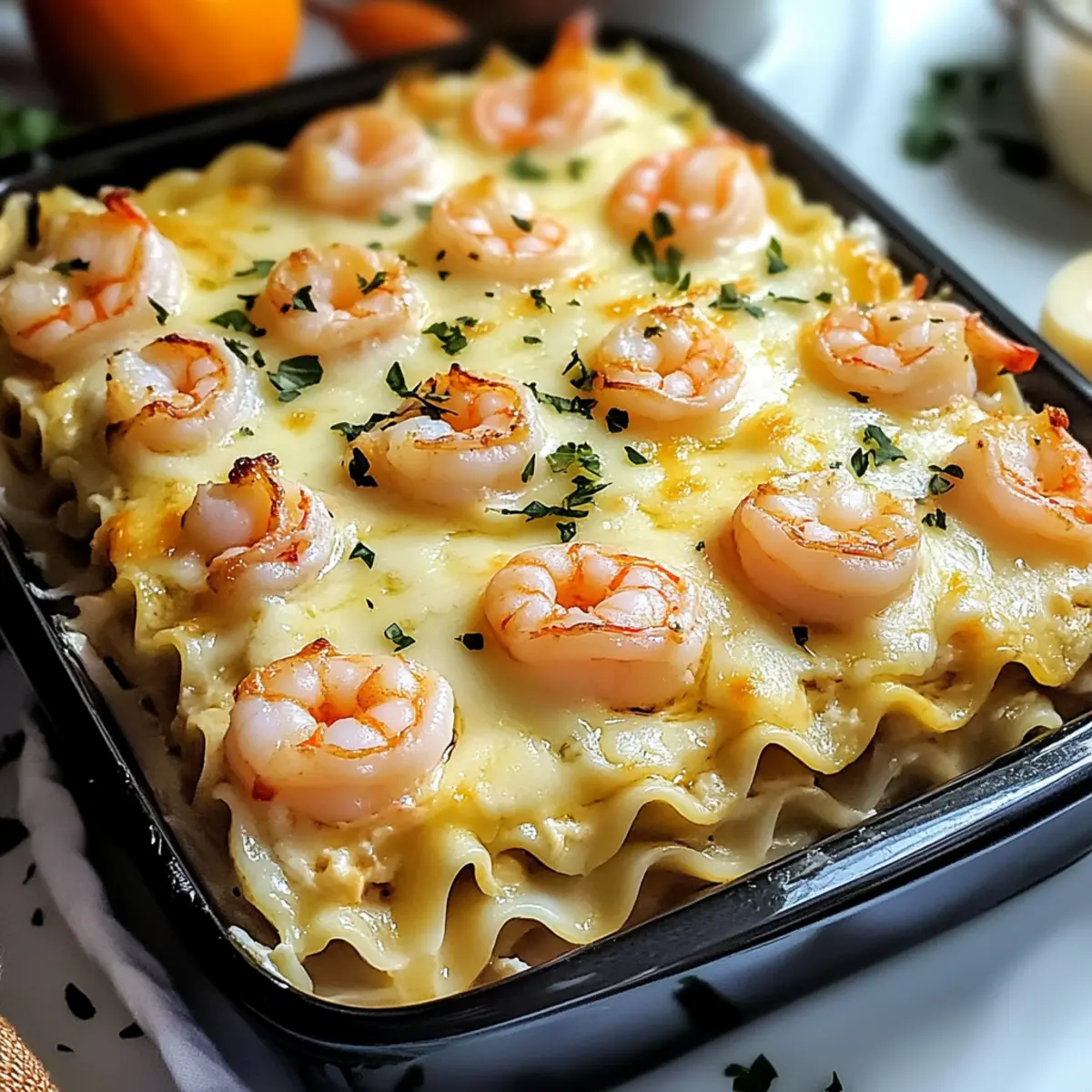 Knoblauchbutter Garnelen Scampi Lasagne für Genießer