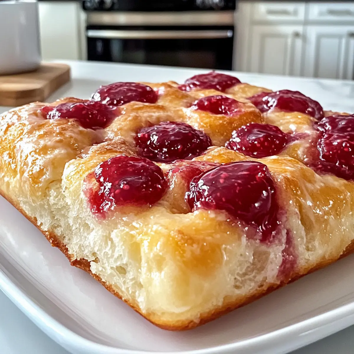 Hausgemachte Marmelade Donut Focaccia für Brunch-Vergnügen