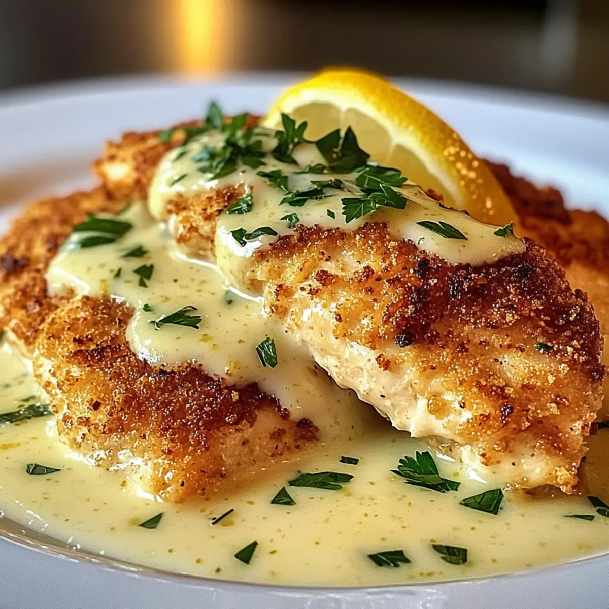 Zitronen-Pecorino-crustiertes Hähnchen für Feinschmecker