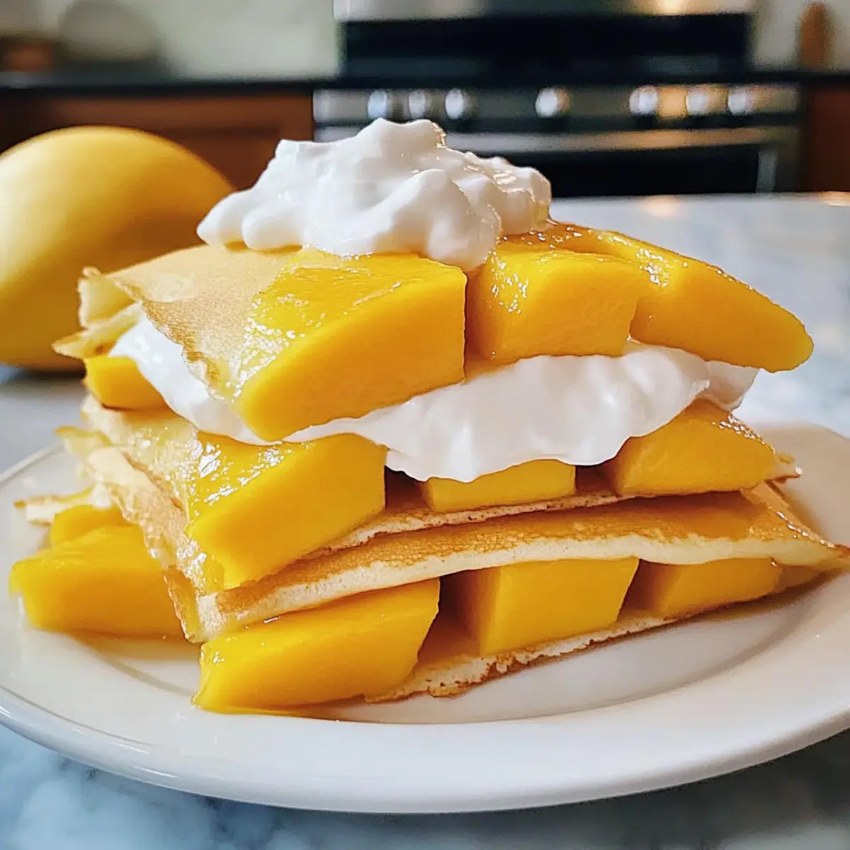 Mango-Pfannkuchen mit cremiger Füllung