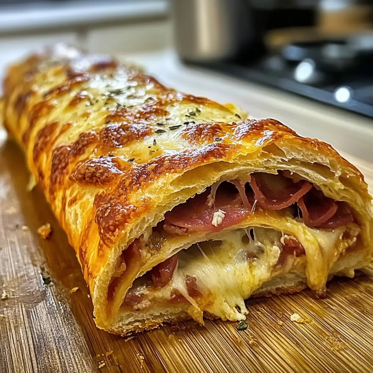 Mundwässernder italienischer Stromboli für Zuhause