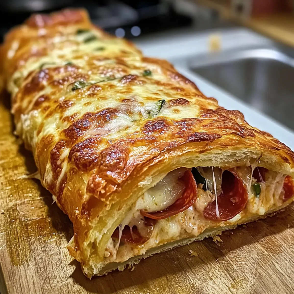 Mundwässernder italienischer Stromboli für Zuhause
