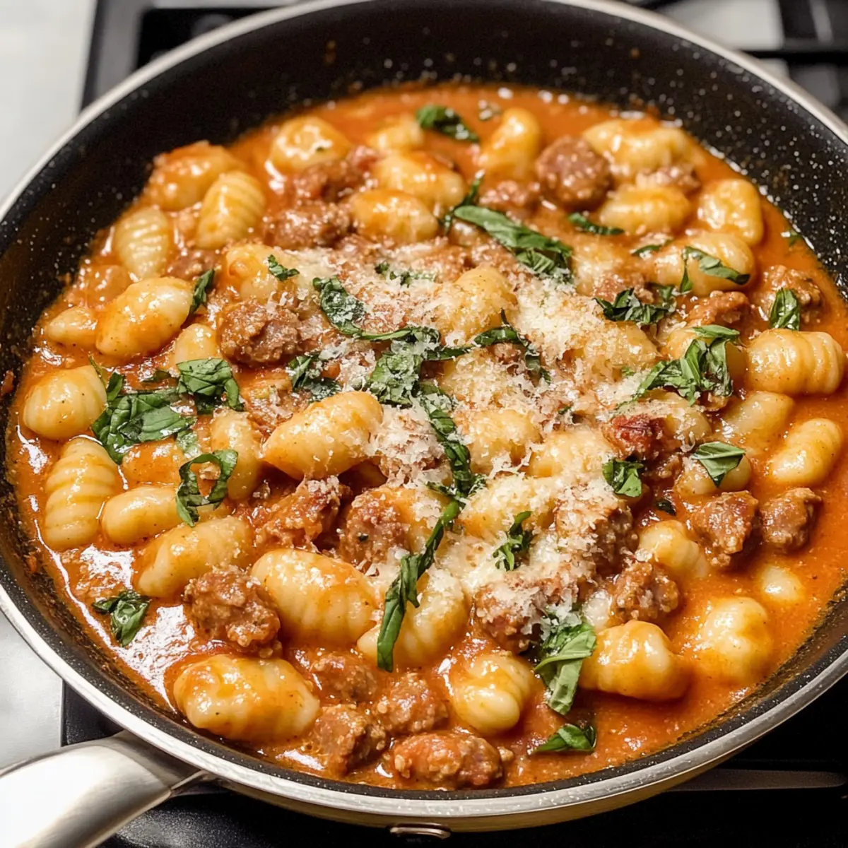 Pan cremige Gnocchi mit Wurst in 30 Minuten genießen