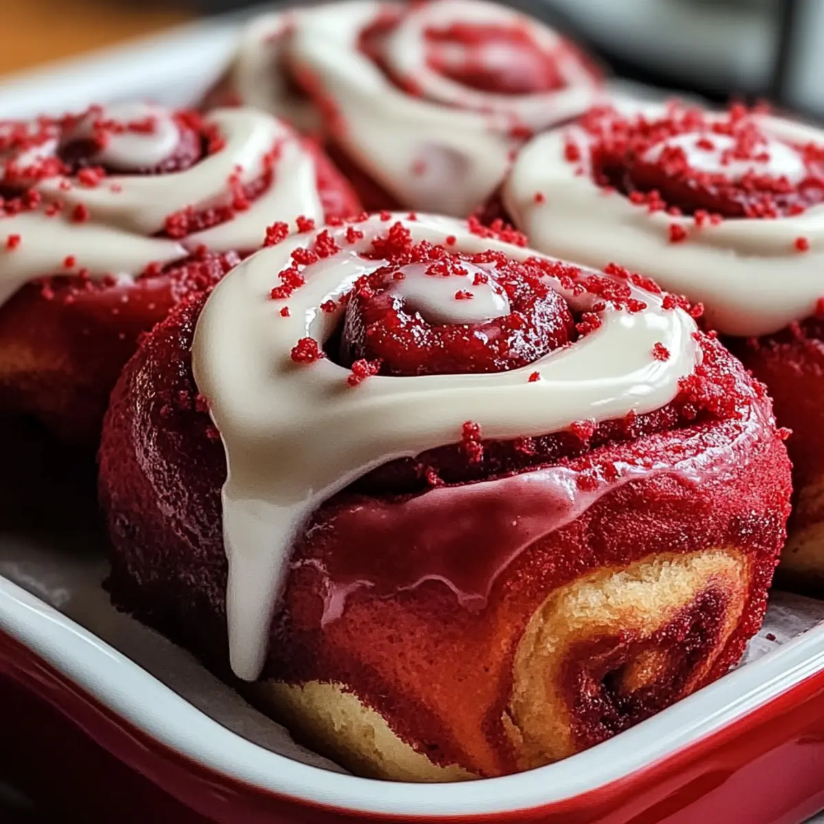 RotSamt Valentinstag Zimtschnecken mit Frischkäsefrosting