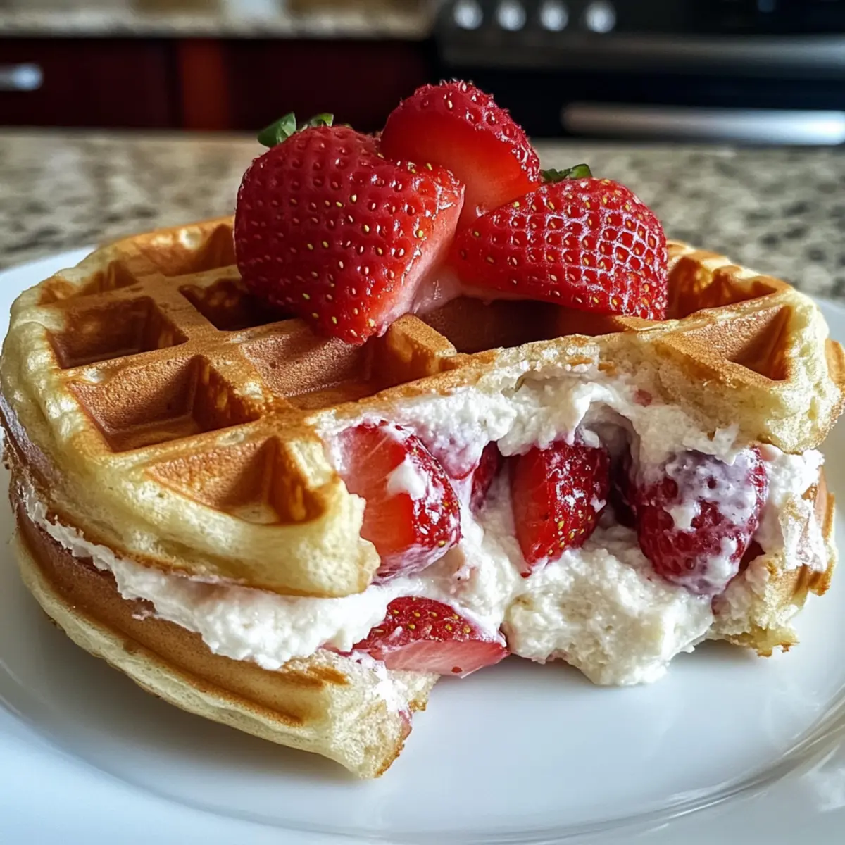 Erdbeer-Käsekuchen gefüllte Waffeln zum Verlieben