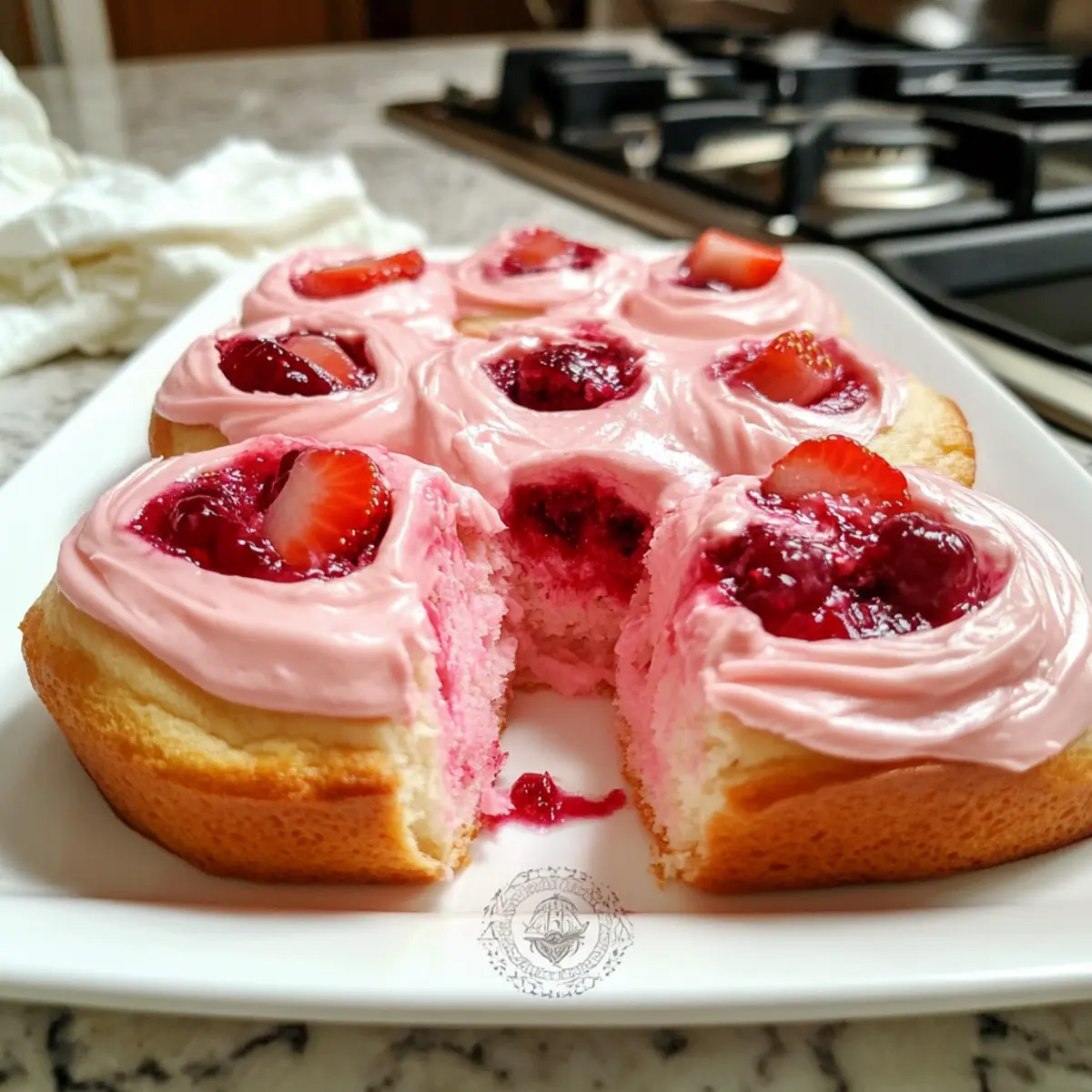 Vegane pinke Zimtschnecken mit Beerentopping