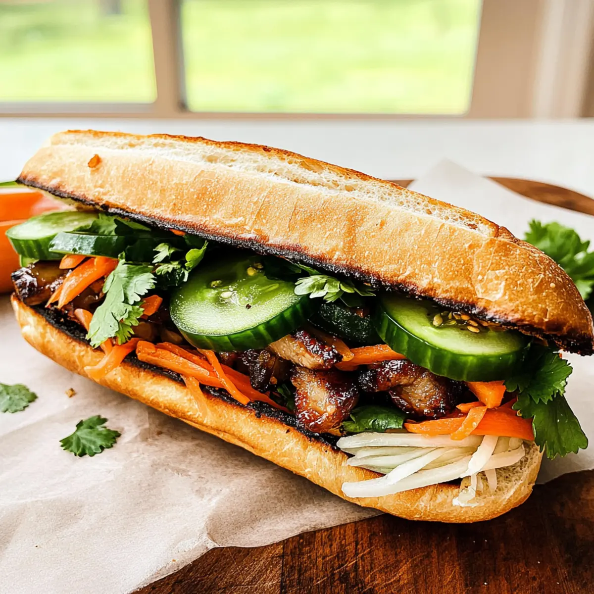 Bahn Mi Sandwich mit würzig mariniertem Schwein