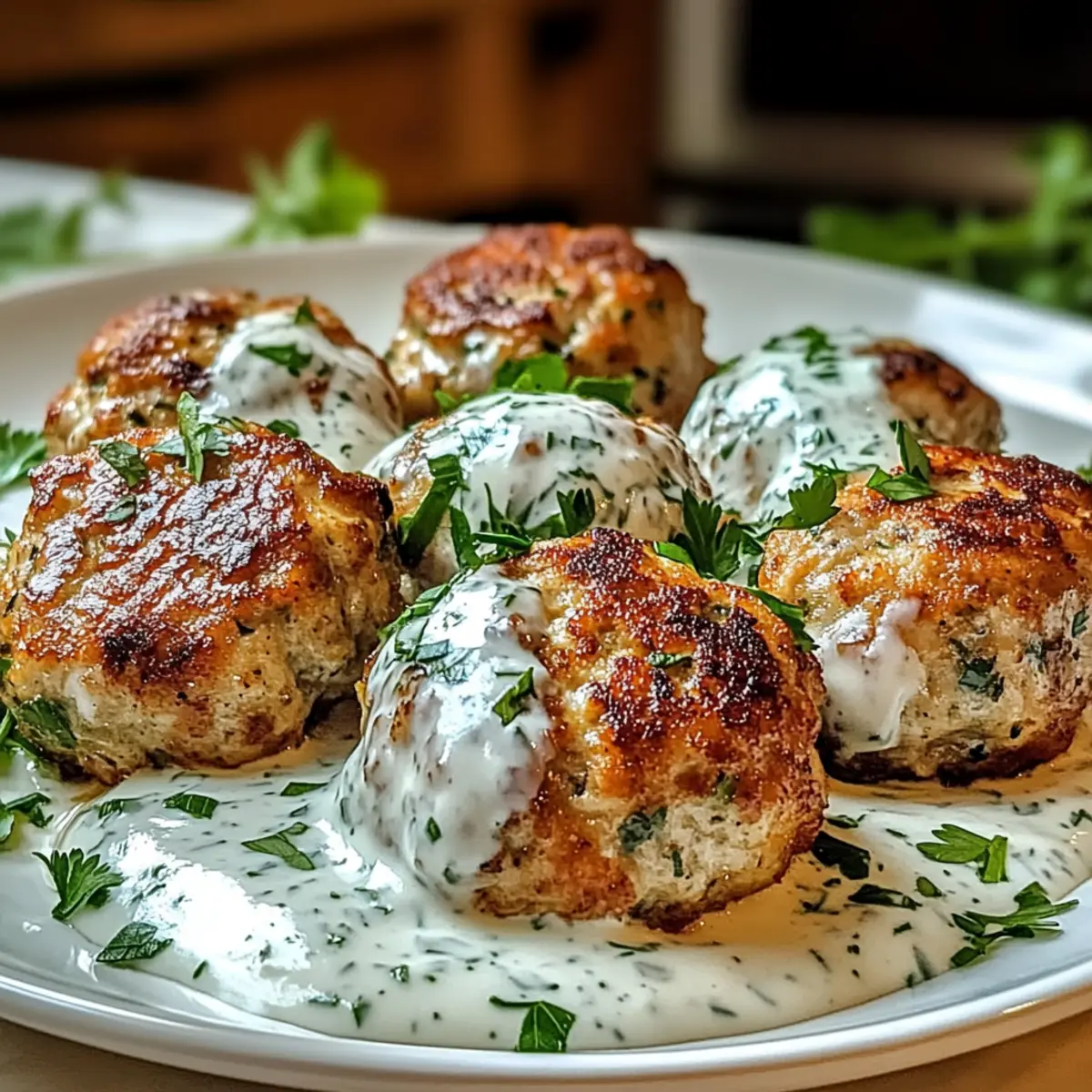 Hühnchen-Kofta mit cremiger Knoblauch-Joghurtsauce