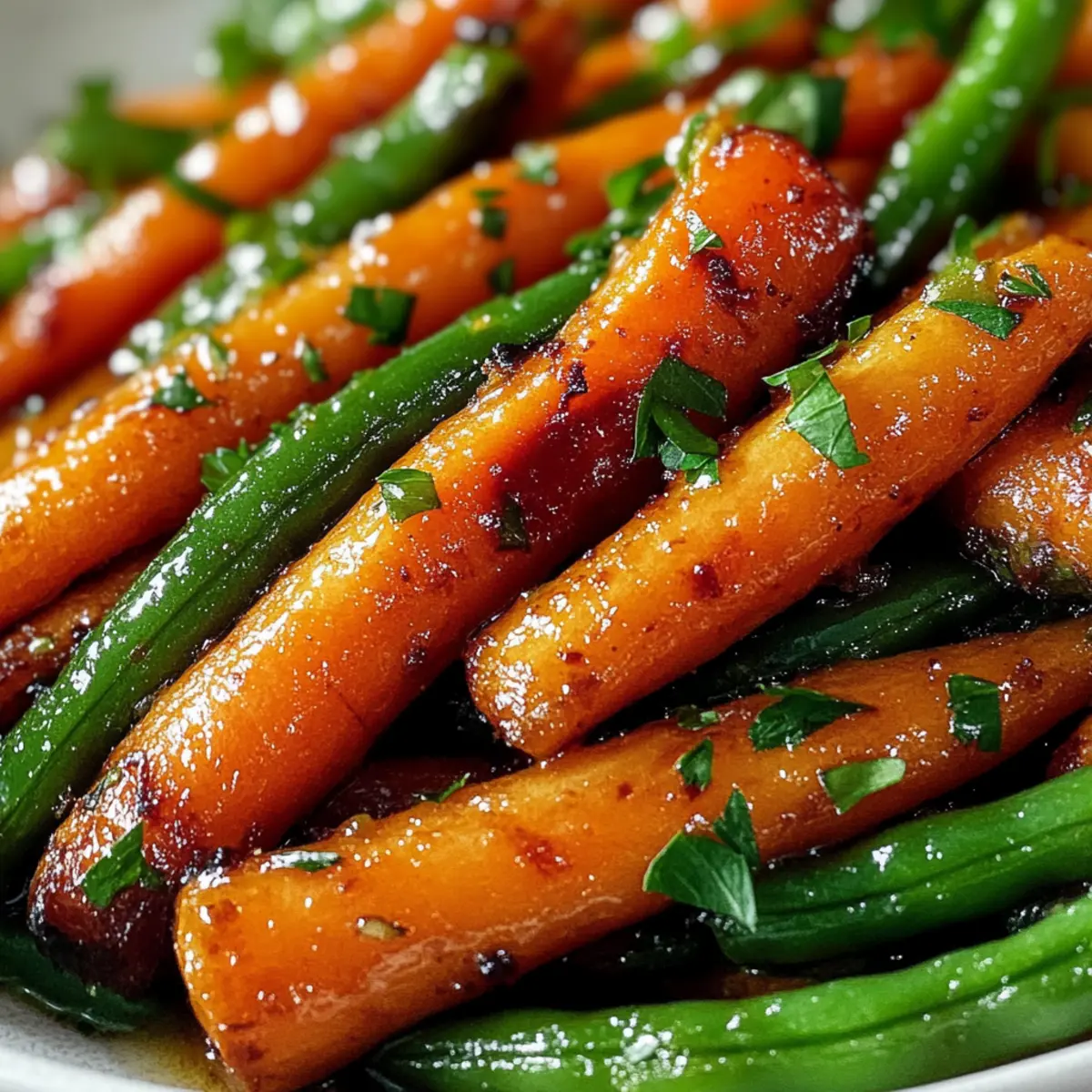 Honigglasierten Karotten und grünen Bohnen einfach zubereiten