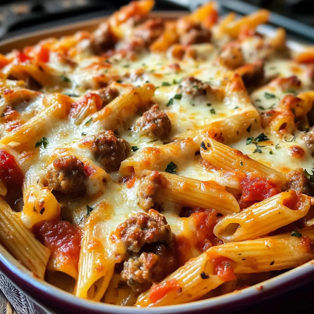 Italienische Wurst Penne Auflauf für die ganze Familie