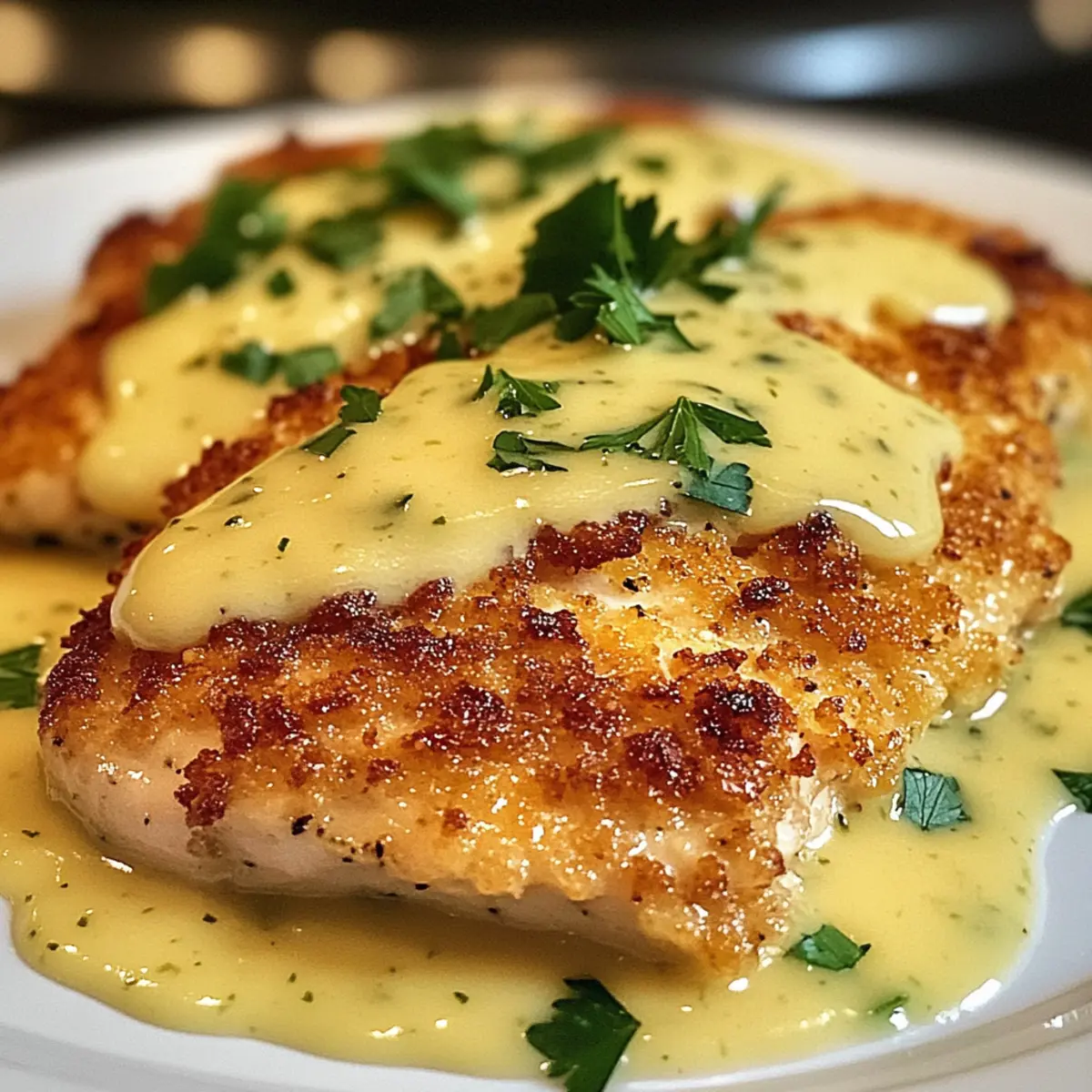 Zitronen-Pecorino-krustiertes Hähnchen für Genuss