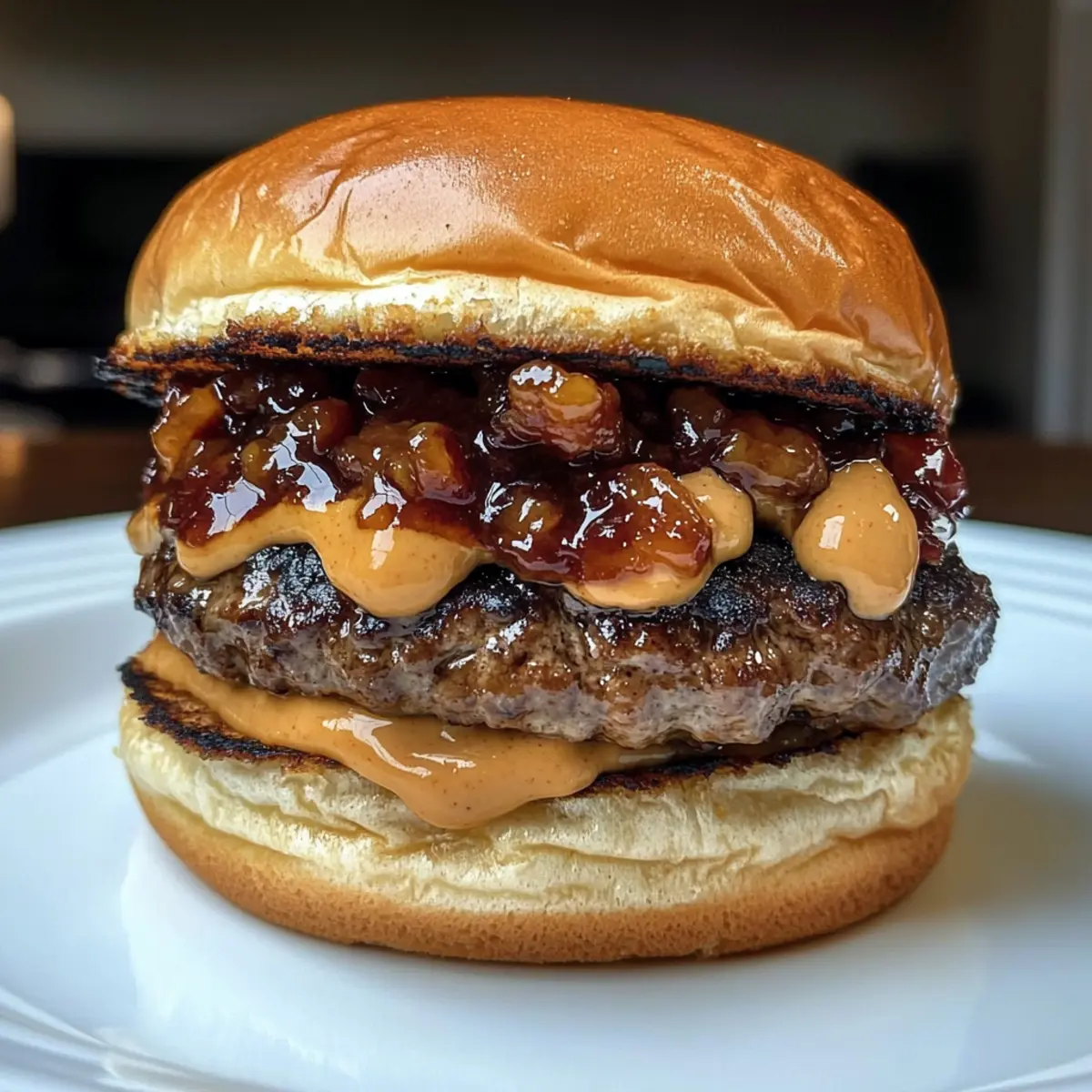 Erdnussbutter Speck Marmelade Burger Genuss