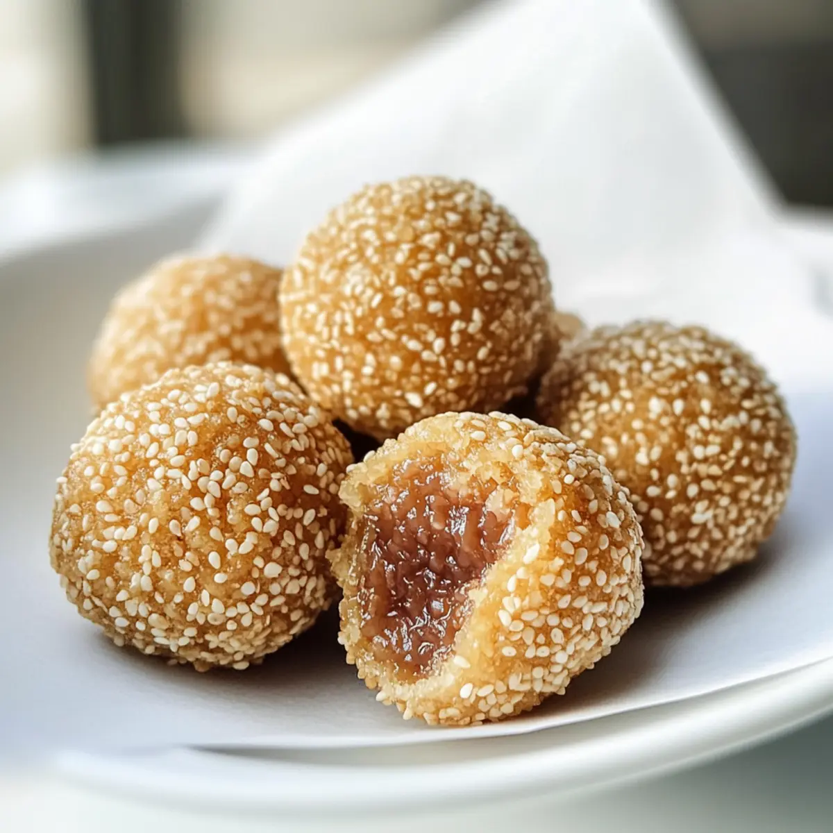 Krosse Sesamkugeln mit roter Bohnenfüllung