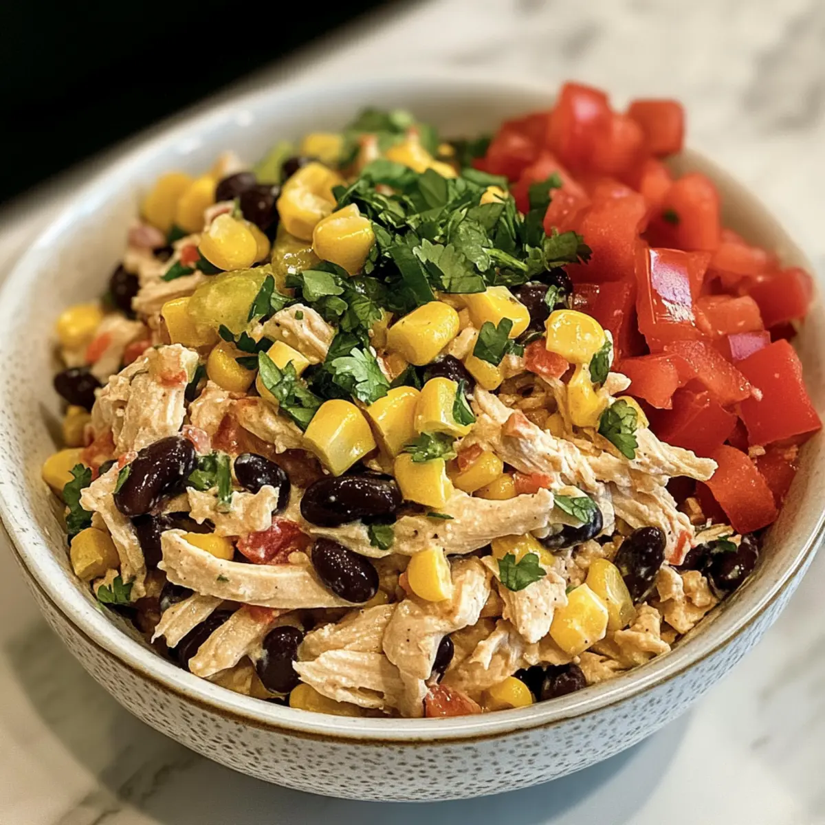 Südwestliche Hähnchensalat mit cremigem Dressing