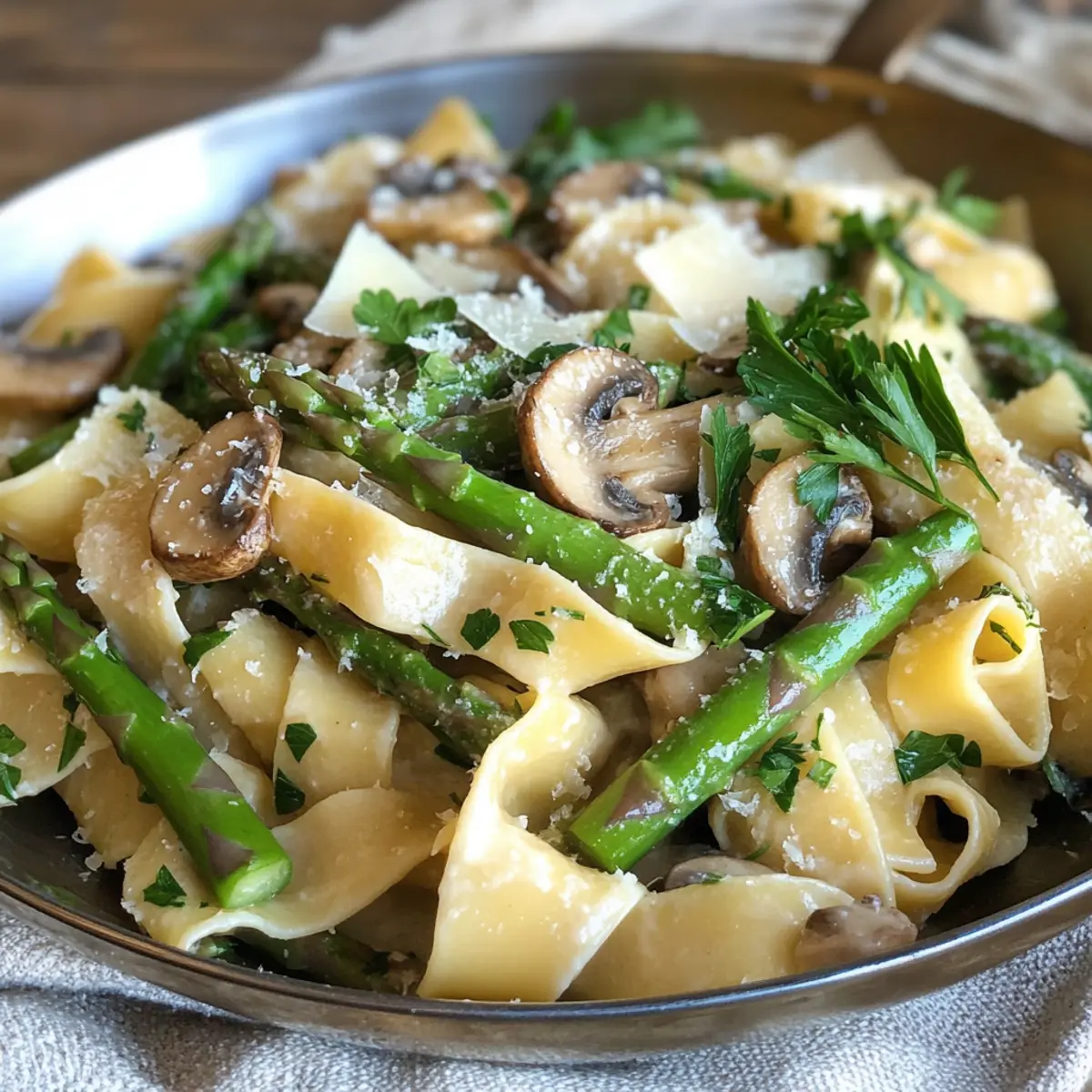 Frühling Spargel und Pilz Pappardelle Genuss