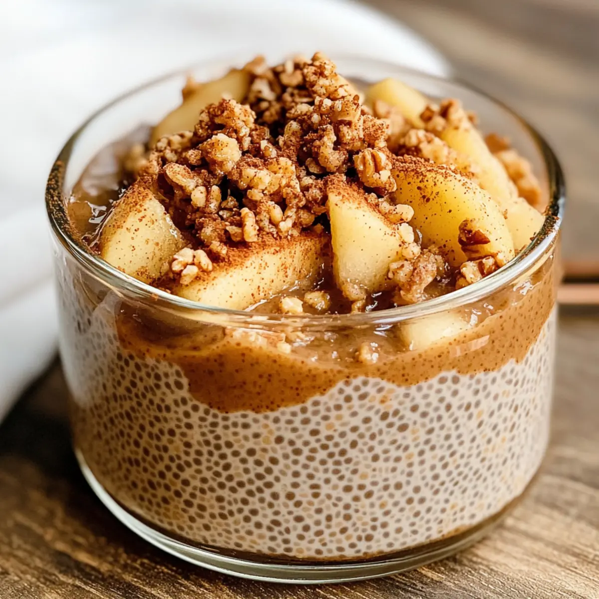 Apfelkrümel Chia Pudding für einen tollen Start