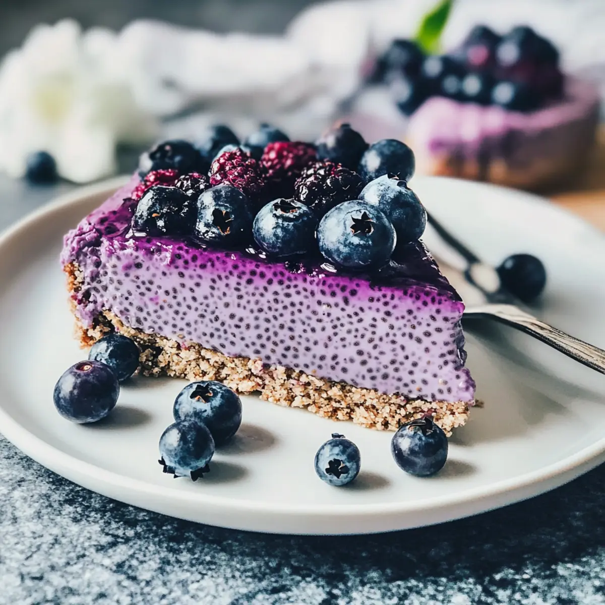 Blaubeer Chia Pudding Kuchen für Genuss ohne Backen