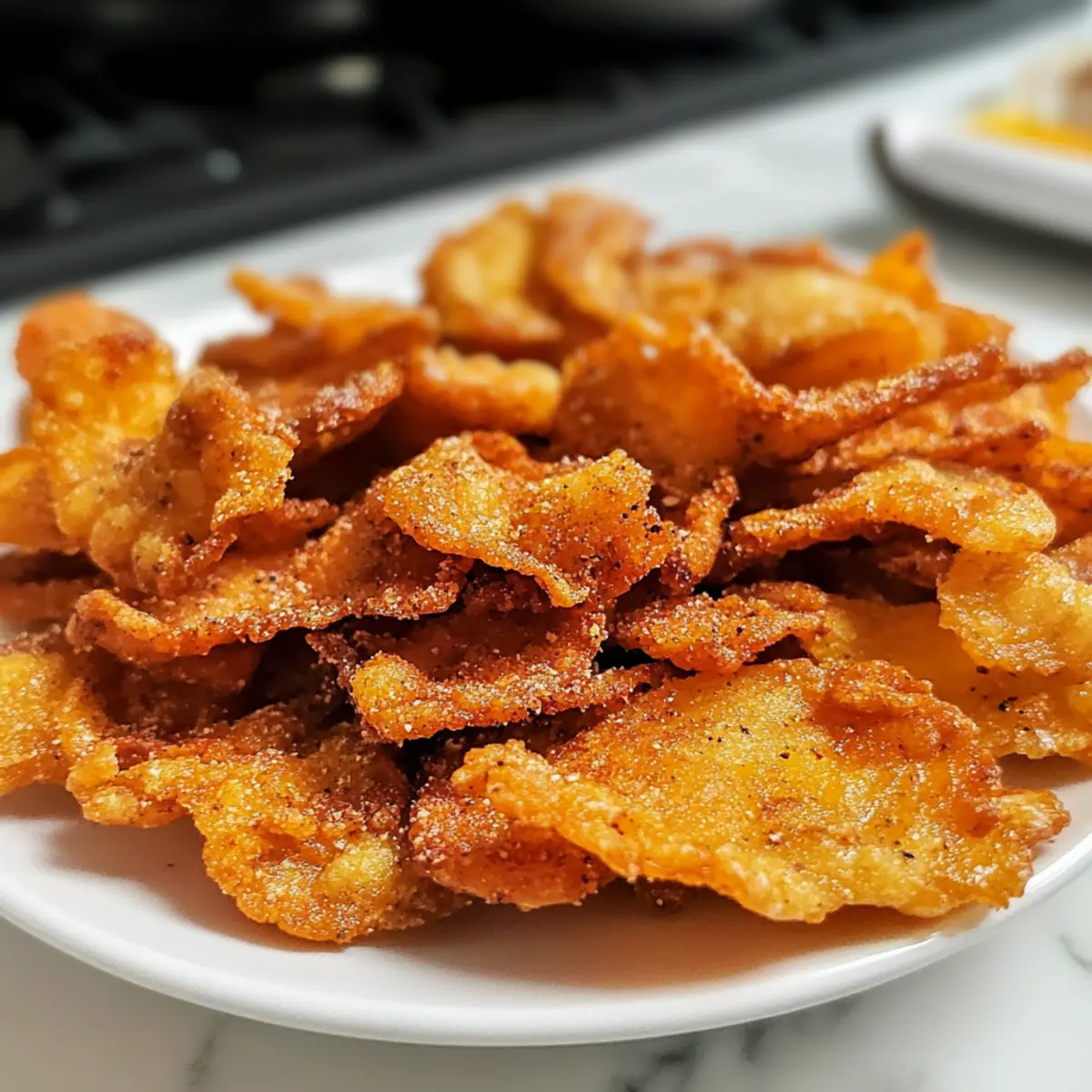 Krosse Hähnchenhaut Chips für den Snack-Himmel