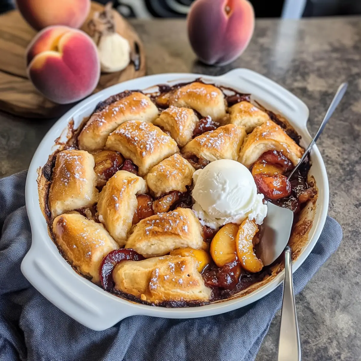 Zimtschnecken-Pfirsich-Cobbler für den perfekten Sommer