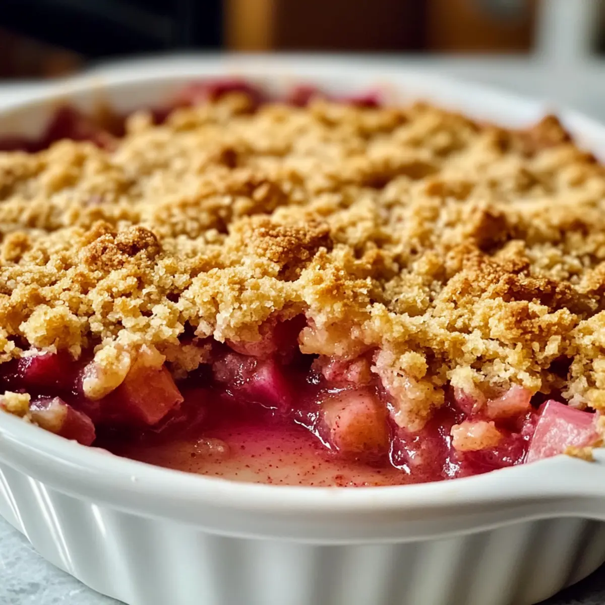 Klassisches Rhabarber-Crisp mit gefrorenem Rhabarber