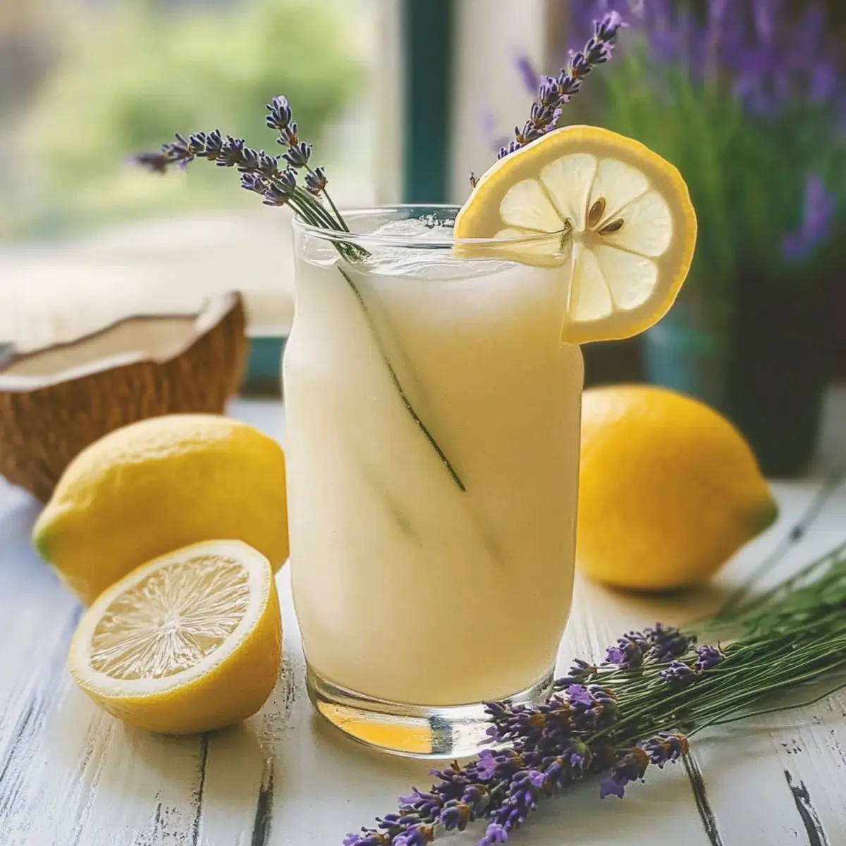 Kokosnuss Lavendel Limonade Mocktail für den Sommer