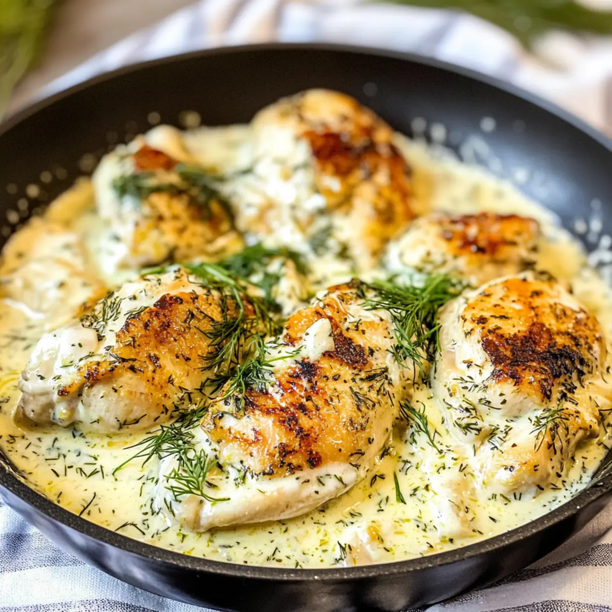 Cremige Dill-Hähnchen in 30 Minuten zubereiten