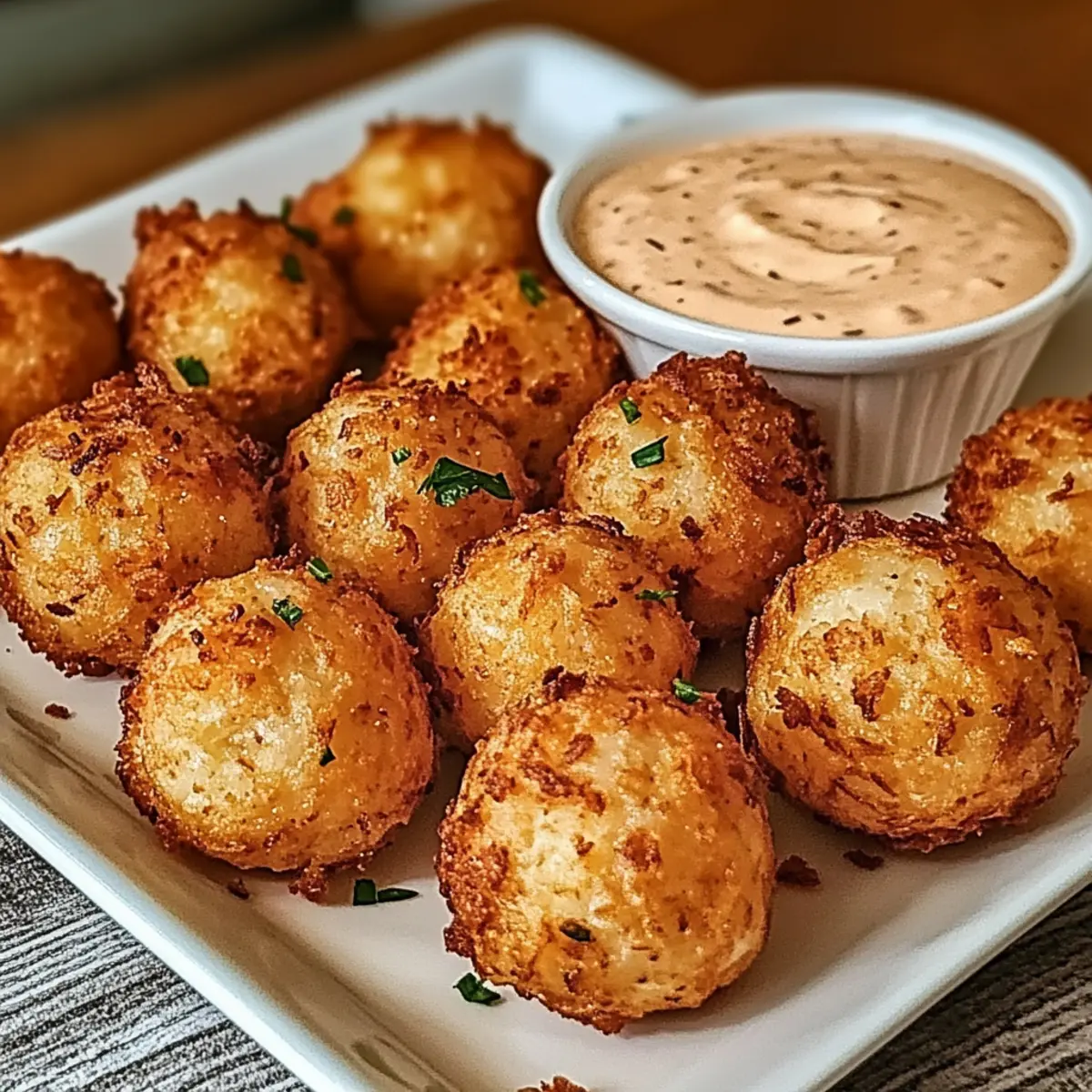 Crispy Deep Fried Onion Balls mit Cajun Ranch Sauce