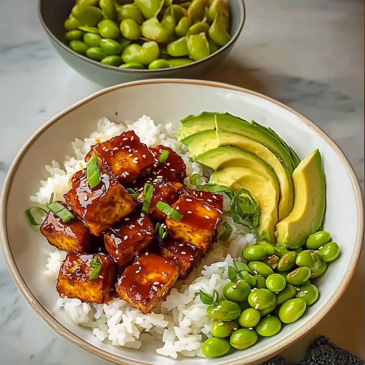 Knuspriger Klebriger Tofu mit süßer Sauce